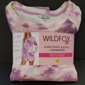 Wildfox NWT Purple Sweatshirt & Shorts Lounge Set Size M